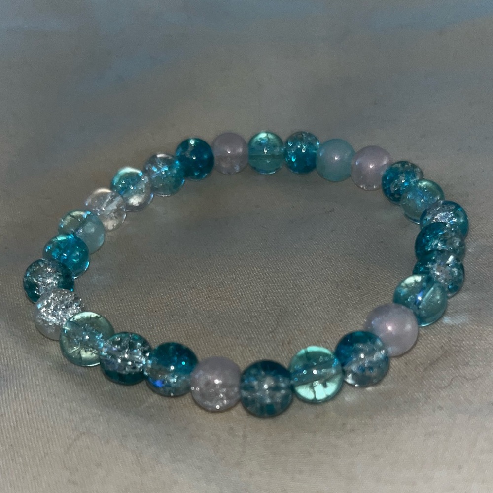 Handmade Blue Blass Beaded Bracelet